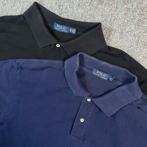 [Lot of 2]Polo Ralph Lauren Men's 2XB Blue Black Polo Short Sleeve Shirts Cotton